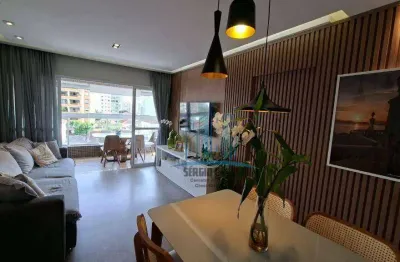 Apartamento à venda no Gonzaga, ampla varanda, vista livre. 2 quartos, lazer.