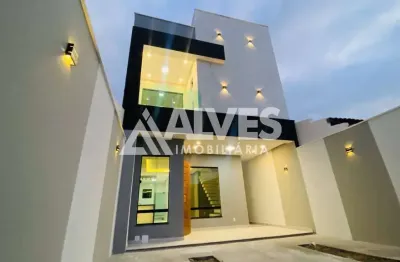 Casa com 4 quartos, suíte com closet e varanda  e área gourmet completa