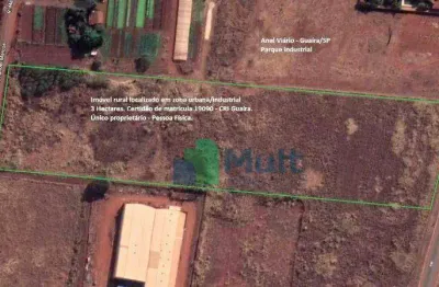 Terreno localizado na cidade de guairá-sp no anel viário km2 com rua manoel marcos  no pq industrial com 3 hectares .