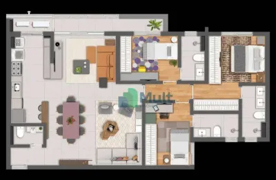 Apartamento novo de alto padrão de frente para a avenida localizado no bairro olhos d'água no condomínio ares com 110,80m² de área útil.