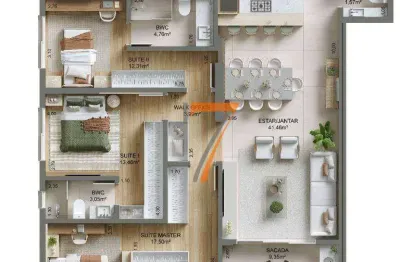 Apartamento com 3 dormitórios à venda, 137 m² por r$ 1.990.000,00 - campinas - são josé/sc