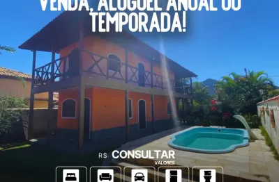 Linda casa 3qts, piscina,  porteira fechada, 100mts da praia de jaconé, maricá.