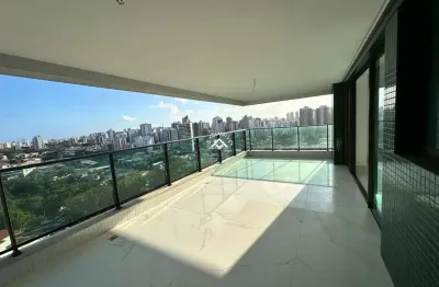 Apartamento de luxo no coração de salvador: 4 quartos, 4 suítes, 2 salas, 5 banheiros, 4 vagas e 212m² de conforto no caminho das árvores.