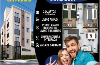 Apartamento com 2 quartos à venda na rua adolpho muhlmann, jardim cláudia, pinhais, 52 m2 por r$ 275.000