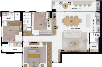 Ágio ágio - apartamento 119 m² - soft jardim américa apartamento com 3 quarto(s) e 4 banheiro(s) à venda, 119.15 por r$ 1.012.775 no setor jardim américa vn27638