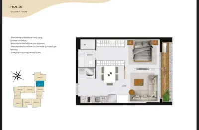 Ágio azure marista 50m2  ágio apartamento com 1 quarto(s) e 1 banheiro(s) à venda, 50 por r$ 612.000 no setor setor marista vn24829