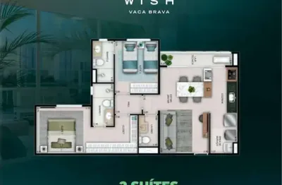 Wish vaca brava 2 suítes apartamento com 2 quarto(s) e 3 banheiro(s) à venda, 69 por r$ 685.000 no setor setor bueno au30651