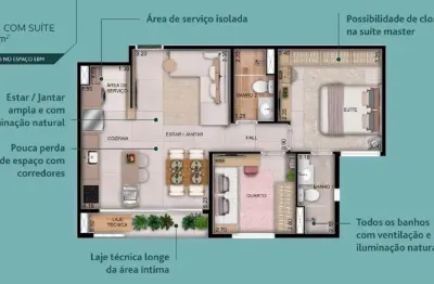 Ágio wish 37 - 2 quartos 1 suite apartamento com 2 quarto(s) e 1 banheiro(s) à venda, 58.65 por r$ 615.000 no setor setor bueno vt23551