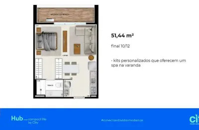 Studio - hub compact life flat com 1 quarto(s) e 1 banheiro(s) à venda, 51.4 por r$ 694.500 no setor setor bueno vt23612