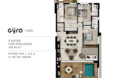 Ágio opus gyro ricardo paranhos apartamento com 3 quarto(s) e 3 banheiro(s) à venda, 139.43 por r$ 1.776.000 no setor setor marista ta34704