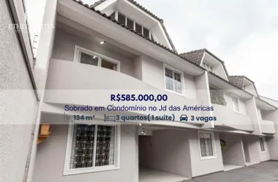 Sobrado 3 quartos à venda em condomínio, no jardim das américas.