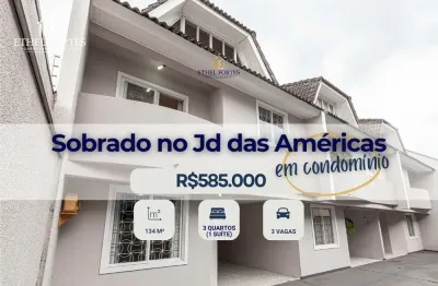 Sobrado 3 quartos à venda em condomínio, no jardim das américas.