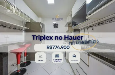 Sobrado triplex no hauer – 3 quartos, suíte, ático, 3 vagas e churrasqueira