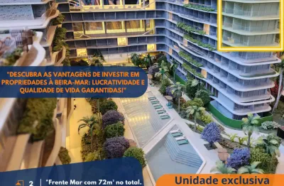 Exclusivo flat pé na areia, vista definitiva com 72m², ponta de campina - cabedelo