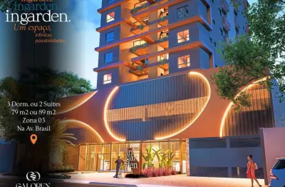 Pré-lançamento ingarden - av. brasil / 78 m2 / 3q (1suite) ou 2 suítes/ 1vaga  / zona 03 / maringá