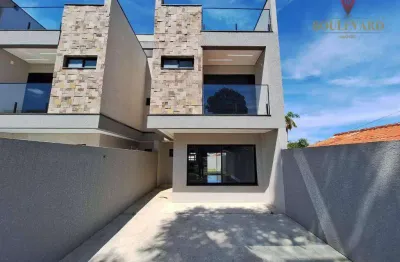 Sobrado novo com quintal e 3 dormitórios à venda, 125 m² por r$ 899.000 - xaxim - curitiba/pr