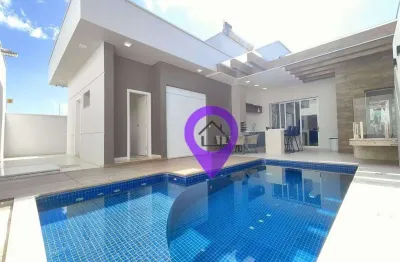 Casa de 170m² à venda no pousada dos campos iii, pouso alegre. 3 dormitórios, suíte máster. piscina privativa e área gourmet.