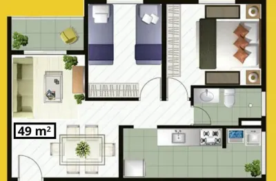 Apartamento 2 dormitórios / 49m² / jundiapeba - mogi das cruzes
