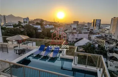 Studios mobiliados para locação em condomínio completo com piscina e terraço