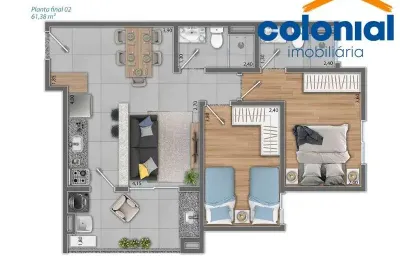 Apartamento de 02 quartos/01 suíte no nexus residence, torres de são josé.