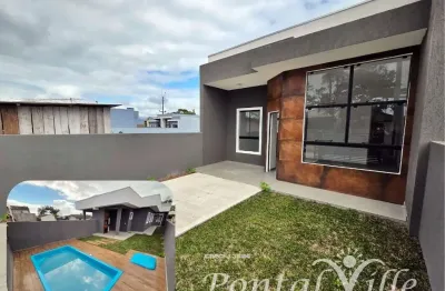 Residência nova com piscina e churrasqueira no balneário shangri-lá.