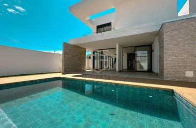Casa à venda em paulínia, parque brasil 500, com 5 suítes, com 262.74 m², santorini residencial club