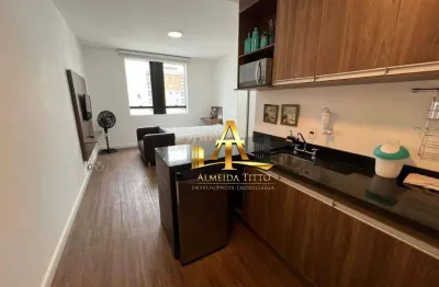 Excelente studio para locação mobiliado no condomínio selenita - bairro bethaville em barueri.