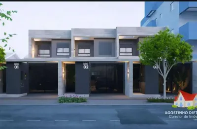 Sobrados geminados c/arquitetura moderna c/03 quartos c/suite + 02 vagas de garagem + espaco aos fundos no bairro iririu!