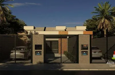 Casas geminadas terreas c/02 quartos + 02 vagas de garagens + espaco aos fundos no bairro aventureiro!