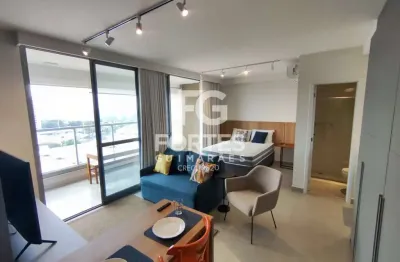Apartamento studio mobiliado próximo do ribeirão shopping, ao lado da avenida presidente vargas, andar alto face sombra com 01 dormitório suíte, armário, ar condicionado, wc suíte