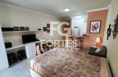Apartamento kitnet mobiliado com 30m² sendo 1 quarto suíte com armário, espaço office e ar condicionado