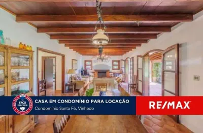 Casa para locação, 350m²,  condomínio vale de santa fé, vinhedo-sp.  com 4 quartos, piscina em terreno de 14.370 m²