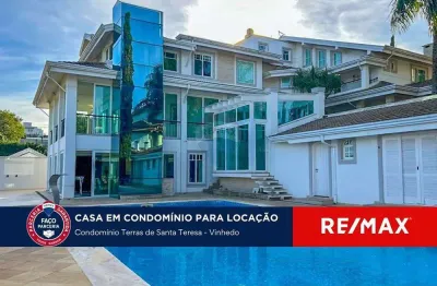 Casa de alto padrão para locação no condomínio terras de santa teresa