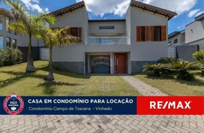 Casa para locação, 406m², campo de toscana, vinhedo-sp.  belíssima casa completa!