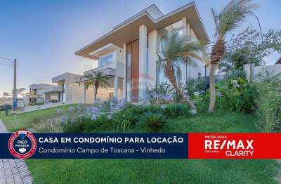 Casa para locação, 406m², campo de toscana, vinhedo-sp.  belíssima casa completa!