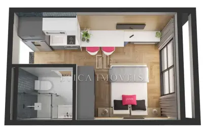 Kitnet / stúdio à venda na rua guilherme pugsley, 1800, água verde, curitiba, 19 m2 por r$ 330.000