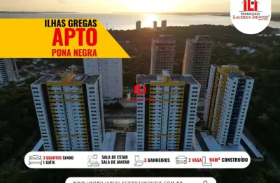 Apartamento para venda em manaus, ponta negra, 3 dormitórios, 2 suítes, 3 banheiros, 2 vagas