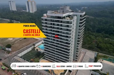Apartamento para locação em manaus, ponta negra, 4 dormitórios, 3 suítes, 4 banheiros, 2 vagas