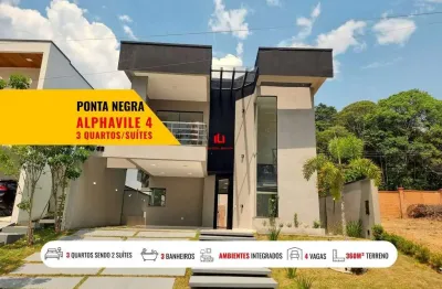 Casa em condomínio para venda em manaus, ponta negra, 3 dormitórios, 2 suítes, 4 banheiros, 4 vagas