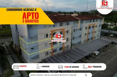 Condomínio Residencial Acácias II, 3 quartos, 1 vaga coberta, 66m², Use FGTS, 1º Andar