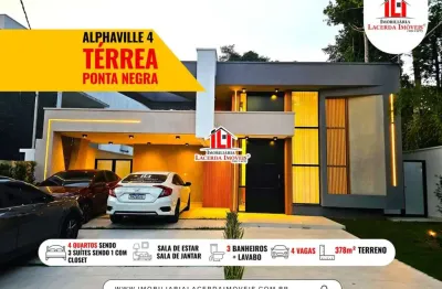 Alphaville 4, casa terrea com 4 quartos sendo 3 suites, 80% mobiliada, Lazer com piscina