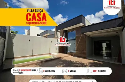 Residencial Villa Suiça, Casa 3 quartos com suíte, Piscina, use FGTS, Agende sua visita