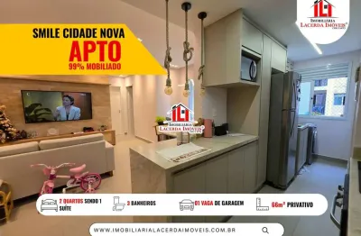 Smile Cidade Nova, 66m², 99% MOBILIADO, Apartamento 2 quartos sendo 1 suíte, Use FGTS
