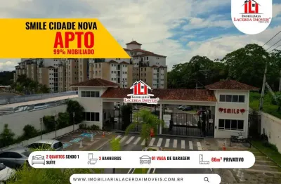 Smile Cidade Nova, 66m², 99% MOBILIADO, Apartamento 2 quartos/suíte, Use FGTS, 1 vaga