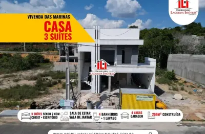 Condomínio Vivenda das Marinas, Casa duplex com 3 suítes sendo duas com closet + escritório, Energia solar 100%