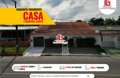 Casa no Conjunto Tiradentes, 450m² Terreno, Use FGTS, casa 4 quartos/Suítes, Agende Visita
