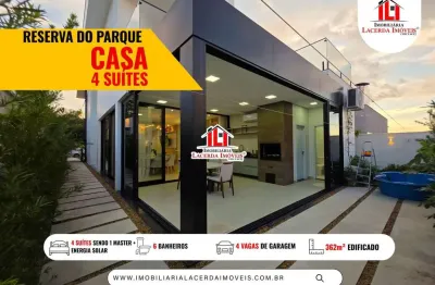 Reserva do Parque, Duplex 4 suítes, 362m² Edificado, ENERGIA SOLAR, Ambientes Integrados