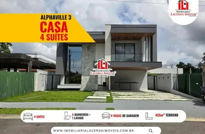 Alphaville 3, Casa Duplex com 4 suítes, ENERGIA SOLAR, Ambientes Integrados, Piscina