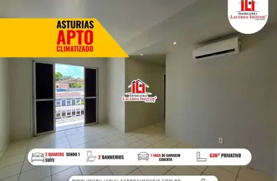 Condomínio Astúrias, Apartamento com 2 quartos sendo 1 suíte, 2º Andar, 1 vaga coberta, 63m²