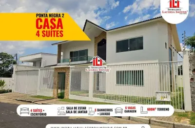 Ponta Negra 2, casa Duplex com 4 suítes + Escritório, 600m² terreno, 440m² Edificado